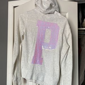 PINK Sequins iridescent hoodie jacket.